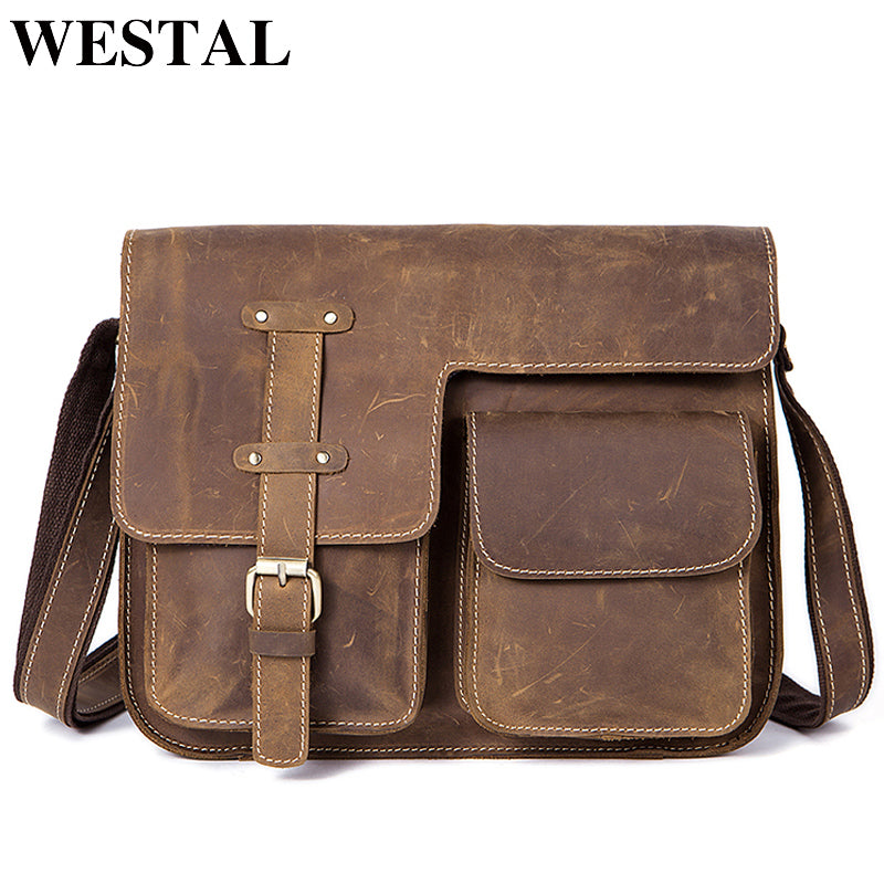 WESTAL Men's Bags Genuine Leather Men's Shoulder Bag