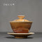 Porcelain Painted Gold Landscape Cover Gaiwan Pigmented Ceramic