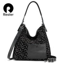 REALER female shoulder bag genuine leather large tote bags for women