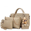 Women 4 Set Handbags Pu Leather Fashion Designer Handbag