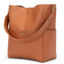 GIONAR RFID Soft Genuine Real Leather Bucket Tote Bag