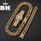 Hip Hop Gold Color Cuban Chain Gold Silver Necklace and Bracelet Set