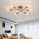 Modern chandelier Sputnik lamps semi-embedded ceiling lamp brushed antique gold lighting 6 lights Nordic home decoration