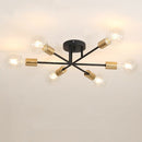 Modern chandelier Sputnik lamps semi-embedded ceiling lamp brushed antique gold lighting 6 lights Nordic home decoration