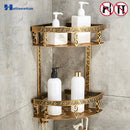 Nail Free Bathroom Shelves 2 Layer Antique Metal Shower Corner Shelf Wall Mount Shampoo Storage Shelf