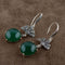 Pure Silver Inlay Green Earrings Chalcedony Circular Atmospheric Style Antique Female Model - Antiques Global