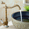 Deck Mounted Single Handle Bathroom Sink Mixer Faucet Antique Brass Hot and Cold Water Face Mixer Tap