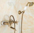 Wall Mounted Bathroom Faucet with Hand Shower Antique Bronze Bath Tub Mixer Tap With Hand Shower  Faucets Sets EL8306