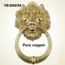 Bronze Lion Head Chinese Antique Door Knocker Beast Head Handle Pure Copper Process Pull Ring Building - Antiques Global