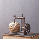 Antique Rustic Finish Handmade Home Tabletop Decor Cast Iron Sewing Machine with Hemp Rope Roll Figurines Model