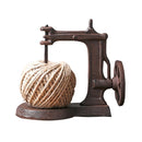 Antique Rustic Finish Handmade Home Tabletop Decor Cast Iron Sewing Machine with Hemp Rope Roll Figurines Model