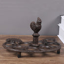 European Accents Antique Rustic Handmade Home Tabletop Decor Cast Iron Big Size Rooster Figure Design Hemp Rope Roll Holder