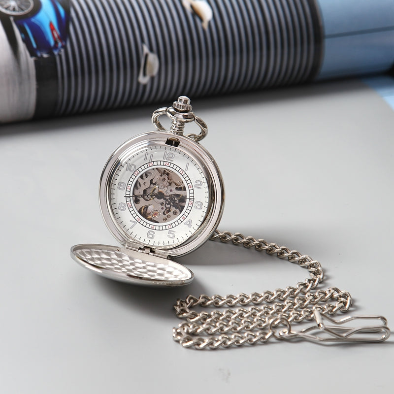 Train Face Antique Luxury Brand Steampunk Necklace Pocket & Fob Watches Chain Male Skeleton Mechanical Pocket Watch Men