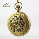 SEWOR Antique Top Luxury Brand Classic But Fashion Bronze Moon Phase Sport Mechanical Pocket Watch Men Watch Women Watch C205