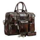 Men Real Leather Antique Large Capacity Travel Briefcase Business 15.6" Laptop Case