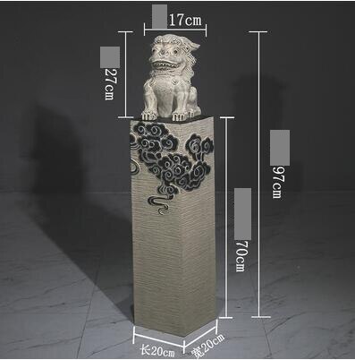 Antique Stone Pillar Resin Ornaments Hotel Club Hall Entrance Lucky Wealth Town House Lion Unicorn Decoration Crafts