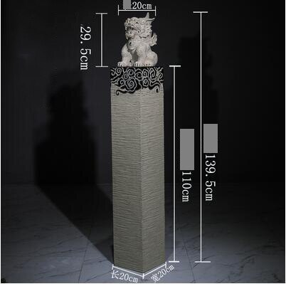 Antique Stone Pillar Resin Ornaments Hotel Club Hall Entrance Lucky Wealth Town House Lion Unicorn Decoration Crafts