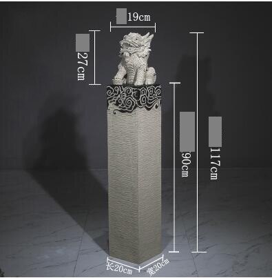 Antique Stone Pillar Resin Ornaments Hotel Club Hall Entrance Lucky Wealth Town House Lion Unicorn Decoration Crafts