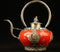 Elaborate Chinese Collection handmade old decorated porcelain inlaid with Tibetan silver monkey teapot