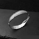 Sterling Silver Adjustable Feather Shape Open Cuff