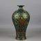 Antique Ceramic Vase Malachite Green Enamel