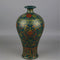Antique Ceramic Vase Malachite Green Enamel