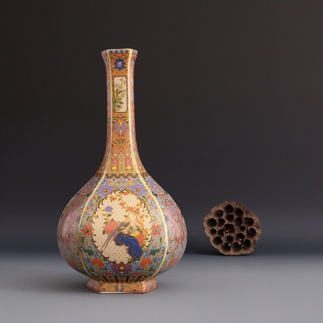 Antique handicrafts Qing Dynasty enamel vase