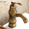 All copper antique copper faucet hot and cold C European retro carved ceramic basin basin taps