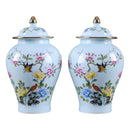 Symmetrical Vase Antique Ceramic Vase Flowers and Birds Patterns