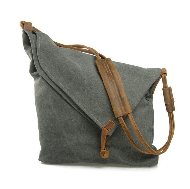 M023 Women Messenger Bags Female Canvas Leather Vintage Shoulder Bag