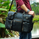 Men Real Leather Antique Large Capacity Travel Briefcase Business 15.6" Laptop Case