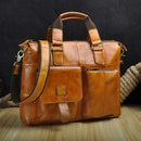 Men Quality Leather Antique Fashion Business Briefcase 15.6" Laptop Case