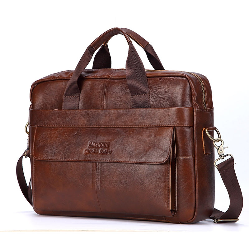 Men Genuine Leather Handbags Casual Leather Laptop Bags