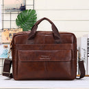 Men Genuine Leather Handbags Casual Leather Laptop Bags